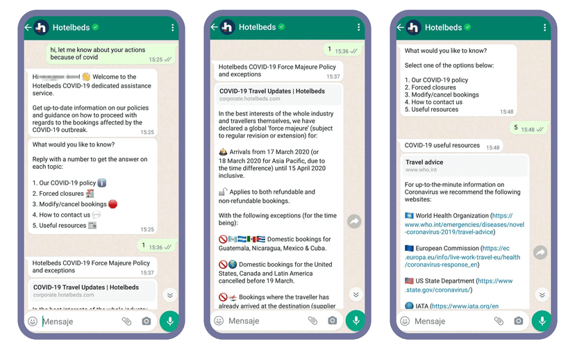 WhatsApp chatbot interface